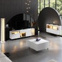 Hanah Home Soporte para TV Blanco y Dorado con Iluminación